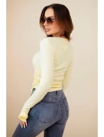 Dámska pruhovaná blúzka so záhybmi na bokoch žltá