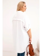 Dámská košile Plus Size z viskózy s delším zadním dílem bílá