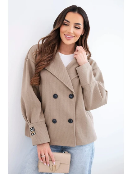 Dámske krátke dvojradové sako s fango golierom