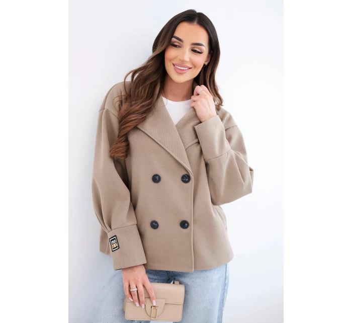 Dámske krátke dvojradové sako s fango golierom