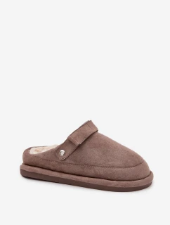 Dámské pantofle s páskem s kožíškem Tmavě béžové model 21714463 - Boto