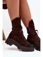 Dámské workery Z Naturalnego Zamszu Zazoo 976 Čokoládové