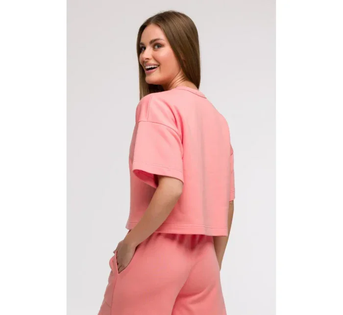 mikina s krátkým rukávem korálová model 21047210 - BeWear