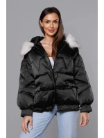 Čierna krátka bunda nadrozmernej veľkosti (H-1109-01)