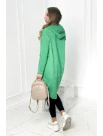 Mikina s dlhým chrbtom a kapucňou svetlo zelená