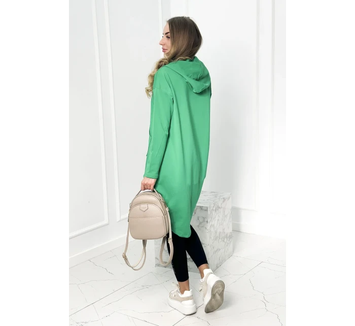 Mikina s dlhým chrbtom a kapucňou svetlo zelená