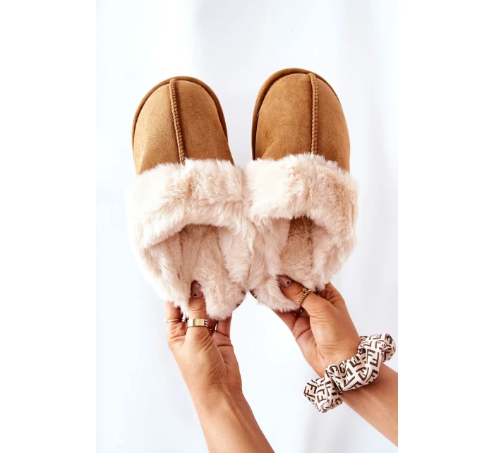 Dámské Pantofle s Kožešinou Camel model 21563577 - Boto