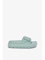 Dámske penové papuče s platformou a prackou - zelené