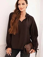 Dámska blúzka z viskózy tmavohnedá - FPrice