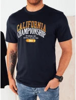 Pánske bavlnené tričko s potlačou tmavomodré FashionStreet RX5389
