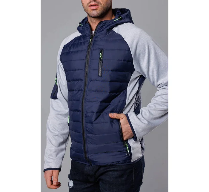 Tmavo modro-šedá pánska športová bunda z rôznych spojených materiálov (8M906-215)