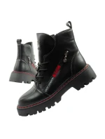 boty dámské dámské zateplené kožené černé červené dámské boty model 21406155 - Lee Cooper
