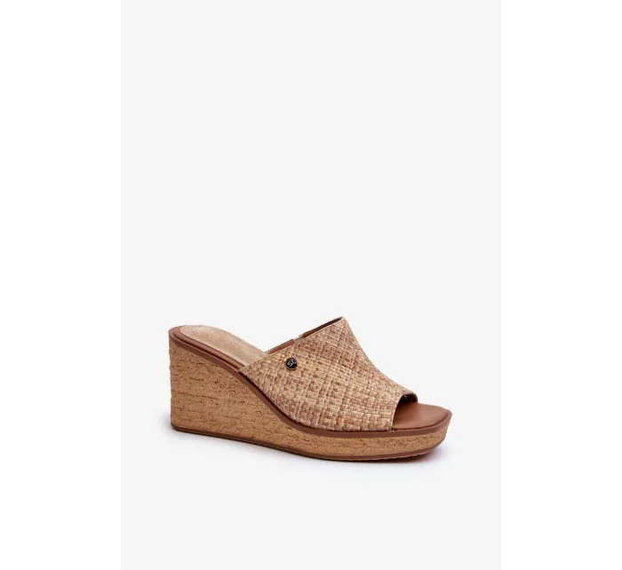 Dámske papuče Sergio Leone na klinoch Beige