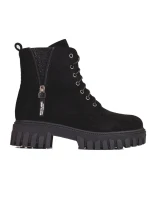 Vynikajúce čierne členkové topánky na plochom podpätku pre ženy Vynikajúce čierne členkové topánky na plochom podpätku pre ženy