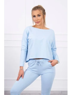 Súprava s oversize blúzkou modrej farby