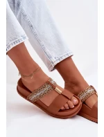 Dámské platformové sandály s pásky a zlatým detailem Camel Tahlia Dámské platformové sandály s pásky a zlatým detailem Camel Tahlia