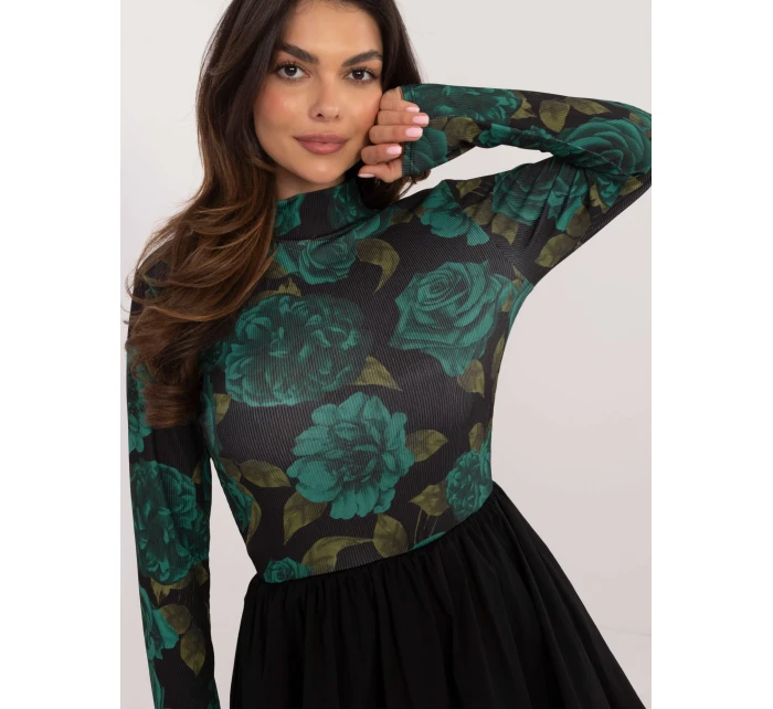 Šaty DHJ SK 19959.35 čierno-zelené Šaty DHJ SK 19959.35 čierno-zelené