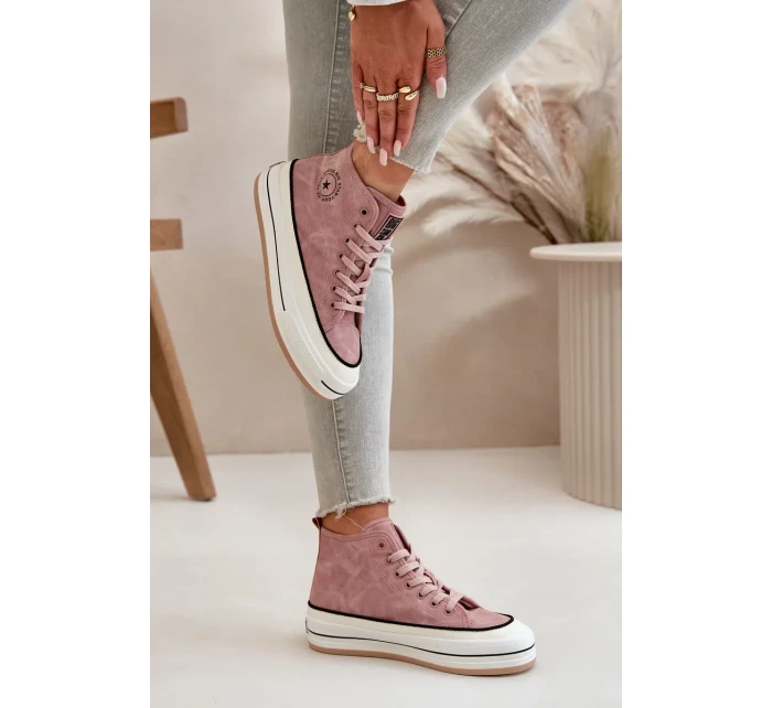 Zateplené dámske tenisky na platforme z eko kože Big Star Pink Zateplené dámske tenisky na platforme z eko kože Big Star Pink