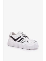 Dámske tenisky na platforme - bielo-čierne Ofenale