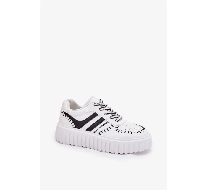 Dámske tenisky na platforme - bielo-čierne Ofenale