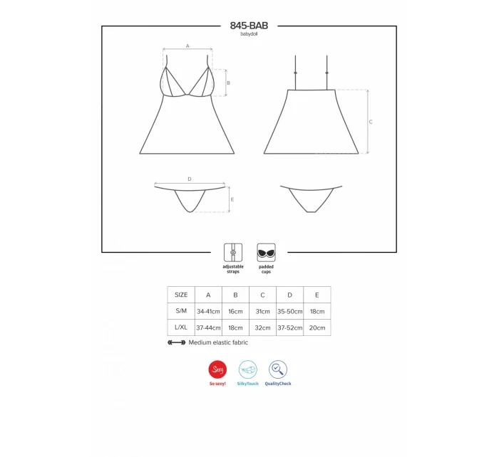 Okúzľujúca košieľka 845 - BAB Babydoll - Obsessive Okúzľujúca košieľka 845 - BAB Babydoll - Obsessive