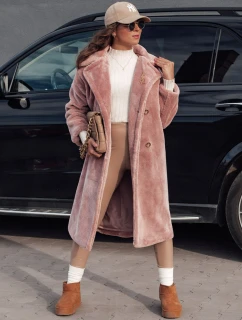 Dámsky zimný kabát LUXERII dlhý kožuch ružový FashionStreet TY4689
