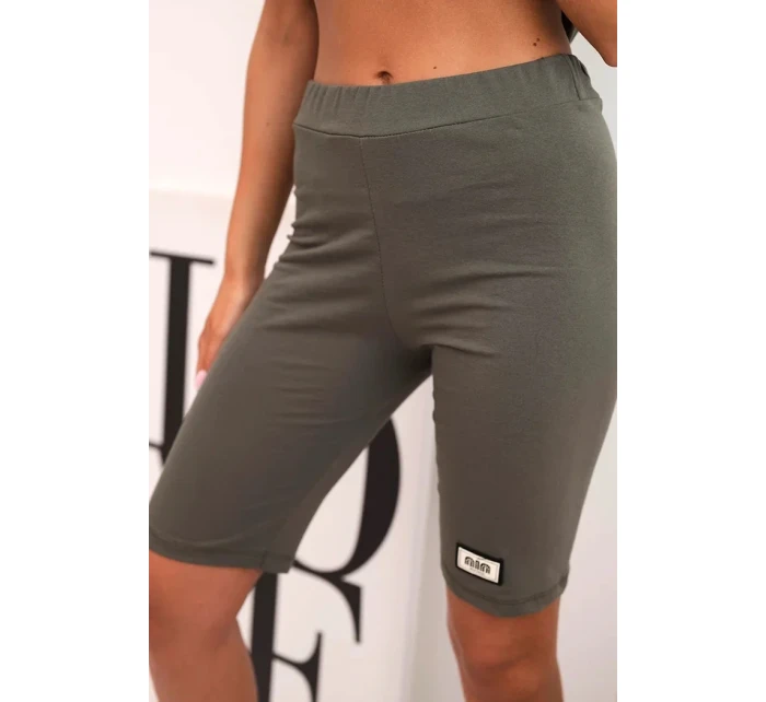 Dámský bavlněný komplet s krátkým rukávem a šortkami khaki