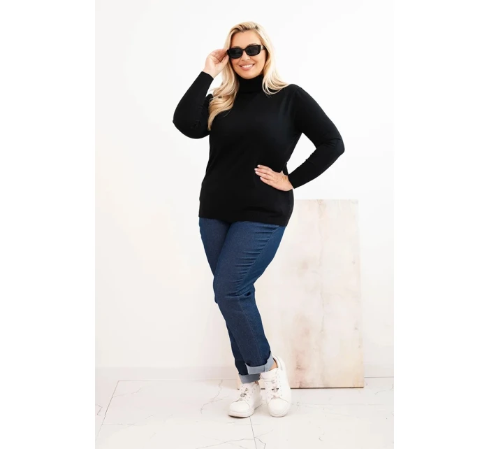 Dámský svetr Plus Size z viskózy model 21321816 střihu černý - K-Fashion Dámský svetr Plus Size z viskózy model 21321816 střihu černý - K-Fashion
