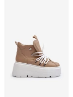 model 21647314 Kožené Dámské Sportovní Boty Beige - Zazoo