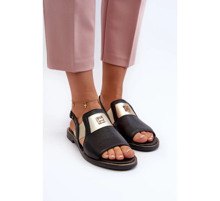 Zazoo 40385 Damskie Skórzane Sandały Czarne