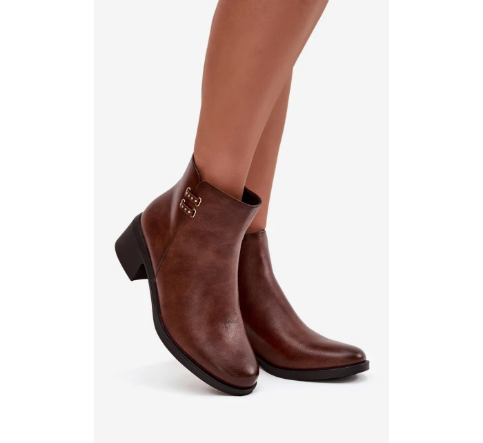 dámské kotníčkové boty na klínku hnědé model 21711943 - EVENTO