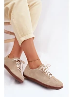 Kožené semišové dámské tenisky Barefoot Zazoo N1243 Béžové