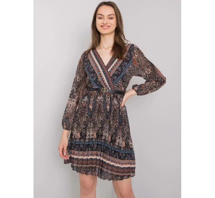 Šaty DHJ SK 10201.93P čierna a béžová