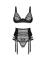 Dámský sexy set Lune Bellis 3-Pcs Crotchless černý - Obsessive Dámský sexy set Lune Bellis 3-Pcs Crotchless černý - Obsessive