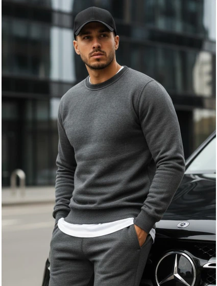 Pánska mikina s kapucňou antracitová BX2405