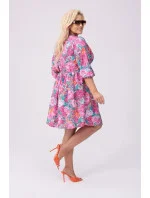 Ružové a zelené dámske letné kvetinové šaty (8276) Ružové a zelené dámske letné kvetinové šaty (8276)