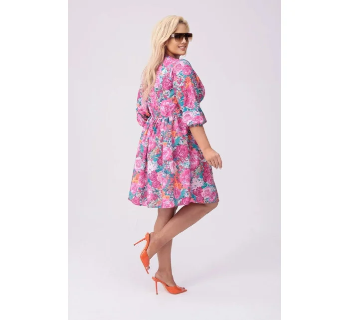 Ružové a zelené dámske letné kvetinové šaty (8276) Ružové a zelené dámske letné kvetinové šaty (8276)