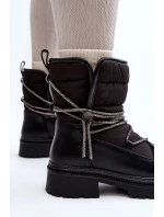 Śniegowce Damskie Z Ozdobnym Wiązaniem Czarne Rilana Śniegowce Damskie Z Ozdobnym Wiązaniem Czarne Rilana