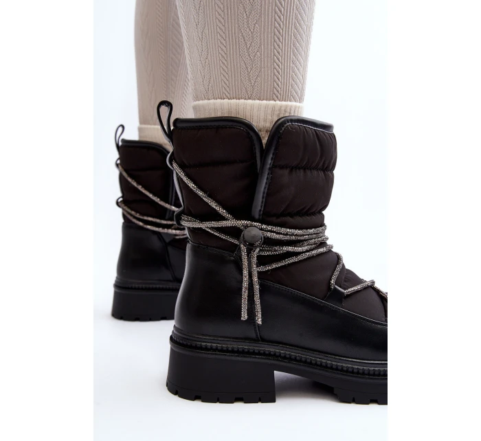 Śniegowce Damskie Z Ozdobnym Wiązaniem Czarne Rilana Śniegowce Damskie Z Ozdobnym Wiązaniem Czarne Rilana