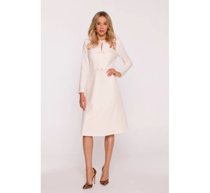 S414 Šaty s mašľou - slonovinová kosť S414 Šaty s mašľou - slonovinová kosť