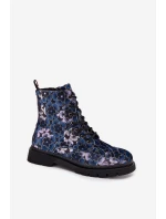 Dámske zateplené členkové topánky 57C1052 Dark Blue Pattern - Artiker