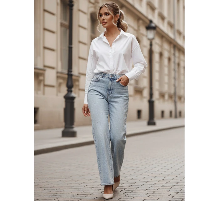 Dámské džínové kalhoty s kamínky blue Dstreet model 21985446 - FashionStreet