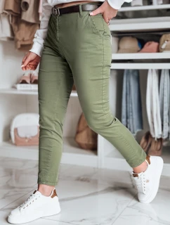 Dámske nohavice slim fit s opaskom LINESKA khaki FashionStreet UY2575