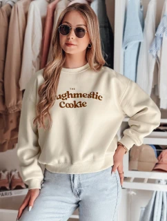 Dámska nadrozmerná mikina s potlačou COOKIES svetlo béžová FashionStreet BY1446