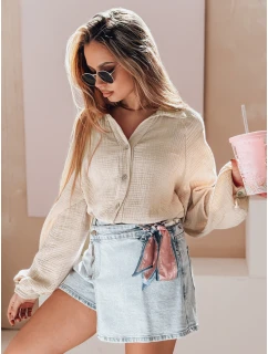 Dámske nadrozmerné mušelínové tričko MUSLINEA béžová FashionStreet DY0478