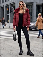 Dámska zimná prešívaná bunda s kožušinou, bordová, FashionStreet TY5817 Dámska zimná prešívaná bunda s kožušinou, bordová, FashionStreet TY5817