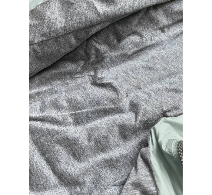 Mätovo sivá dámska bunda s kapucňou (DL011)