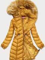 Dámska prešívaná bunda s kapucňou žltá (8916-c)
