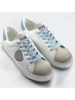Bielo-svetlo modré dámske tenisky trampky z rôznych spojených materiálov (1088)