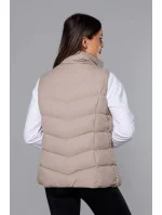 Tmavo béžová páperová dámska vesta (5M719-62) Tmavo béžová páperová dámska vesta (5M719-62)